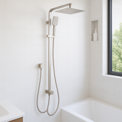 10 inch 250mm Square Brushed Nickel Twin Shower Set Top/Bottom Inlet 10 inch 250mm Square Brushed Nickel Twin Shower Set Top/Bottom Inlet